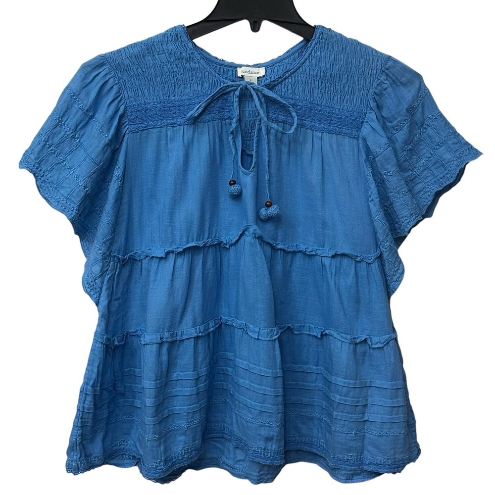 Sundance Embroidered Boho Hippy Lace Peasant Poet Festival Beach Top Large